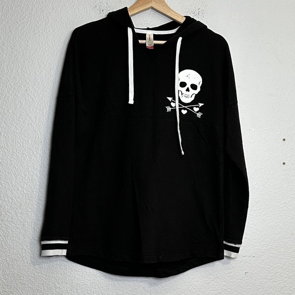 No Boundaries Tops - No Boundaries Women’s Size Small Black Hooded Long Sleeve Skull